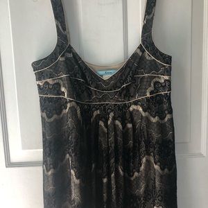 Marciano black lace over gold slip dress, size M